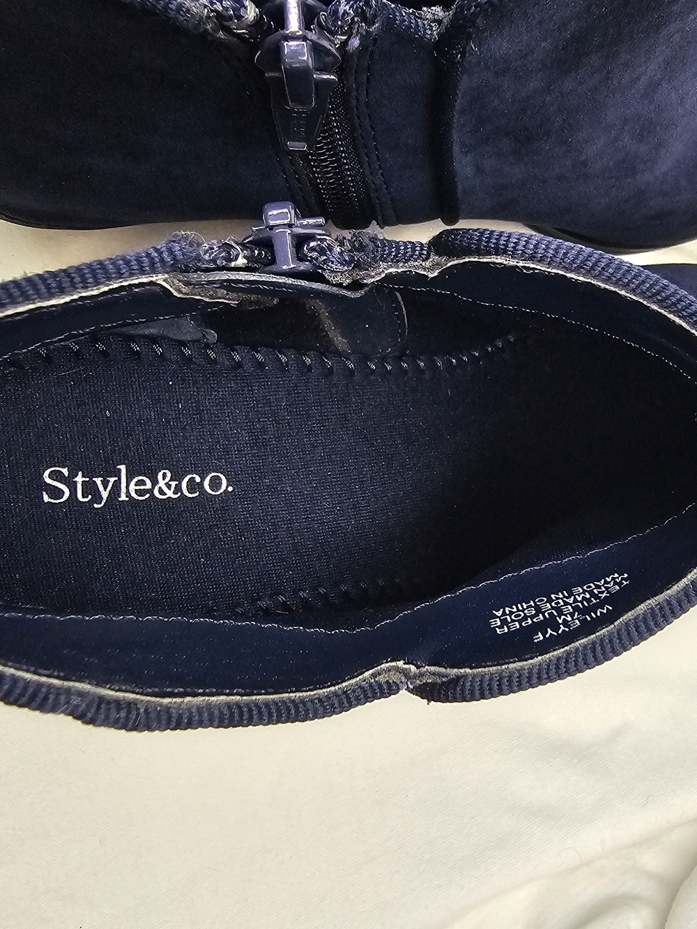 Style & Co. Wileyy Navy Faux Suede Ankle Booties Low Block Heel - Picture 12 of 16